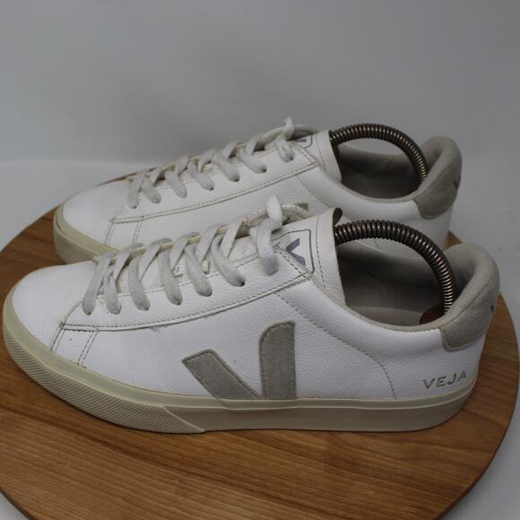Veja Shoes Womens 10 Campo Leather Sneakers White Gray Comfort Casual Minimalist - Picture 5 of 11
